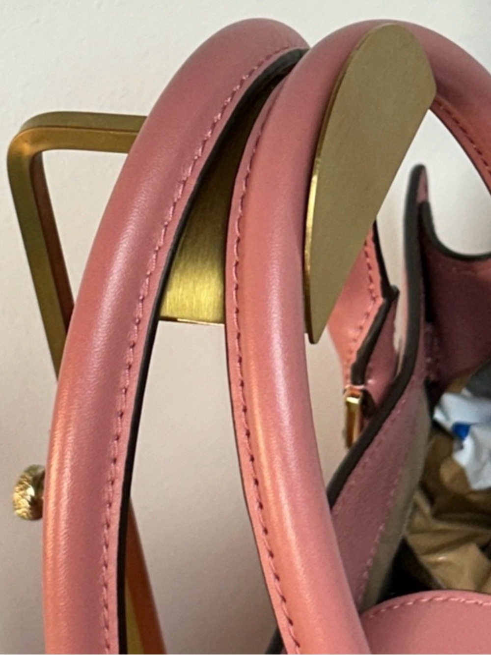 Michael Kors Hamilton  Pink Leather Satchel with Gold Hardware NWOT - Picture 8 of 8